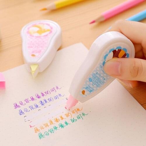 2pcs 12M Color Random 8*4cm Cartoon Tasteless Stationery Corrector Correction Tape Roller White Sticker Student School Supply