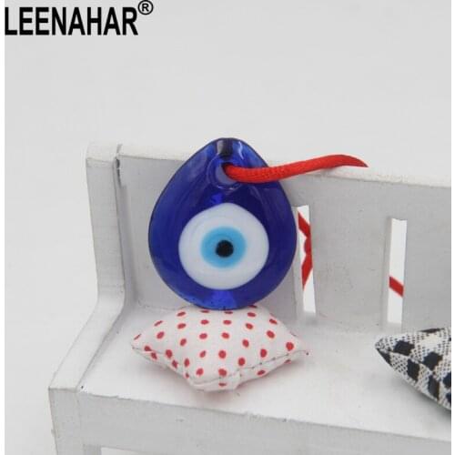 2Pcs/Lot 30*35mm Blue Teardrop Evil Eye Charm Glass Turkish Water drop shape Pendants Kabbalah Amulet protection for success