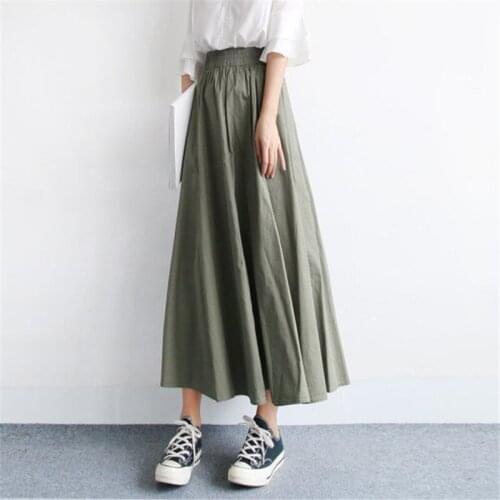 2021 New Spring Summer Women Skirt Oversize Japanese style A-line Solid Plus size Long skirts fashion High Waist female skirts