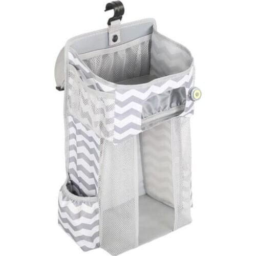 2021 LED light baby bed hanging bag bedside storage bag baby diaper clothes finishing storage hanging bag