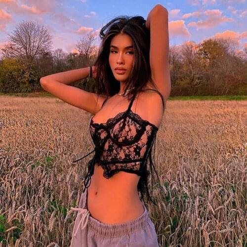 2021 Womens Girls Lace Hollow Out Camis Black Lace Sleeveless Strap Top Tank Ladies Sexy Crop Top Summer Sexy Short Tops