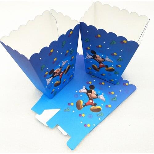 6pcs/lot Mickey Mouse Party Supplies Popcorn Box Gift Box Party Favors Accessory Baby Shower Birthday Candy Box Party Supplies