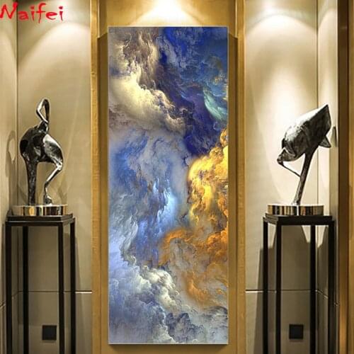 Diamond Embroidery Abstract Colors Unreal Blue Landscape Cross Stitch DIY Diamond Painting full square Round Diamond Mosaic