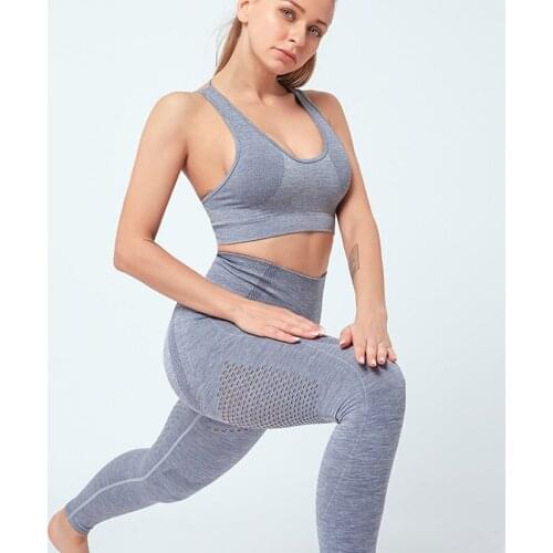 Seamless Joggers Sport Yoga Set Womens Tracksuit Hollow Out Hips Lifting Sports Bra Yoga Pants Workout Gym Clothes Fitness 2020