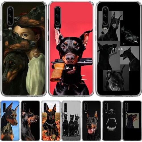 Black Dachshund Doberman Silicon Phone Case For Huawei P30 P20 P40 P10 Mate 30 20 10 Pro Lite P Smart Z Plus + Pattern Cover Coq