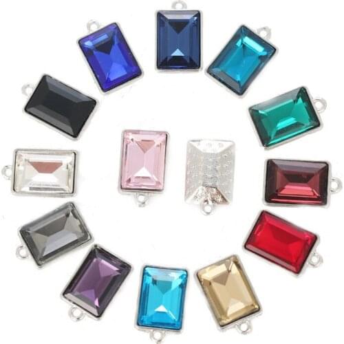DC236 10x14mm 20pcs/bag Rectangle Crystal glass loose rhinestones with one holes Pendant/Bracelet/diy clothing accessories
