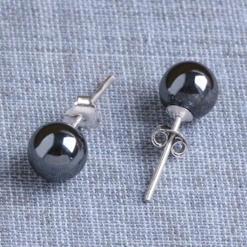 Elegant Hematite Silver Round Earrings Ear Studs 0.24\" 6mm R7RF