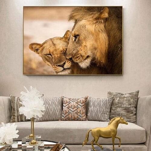 Wild Africa Lion Son Animal Scandinavian Landscape Canvas Painting Posters and Prints Cuadros Wall Art Picture for Living Room