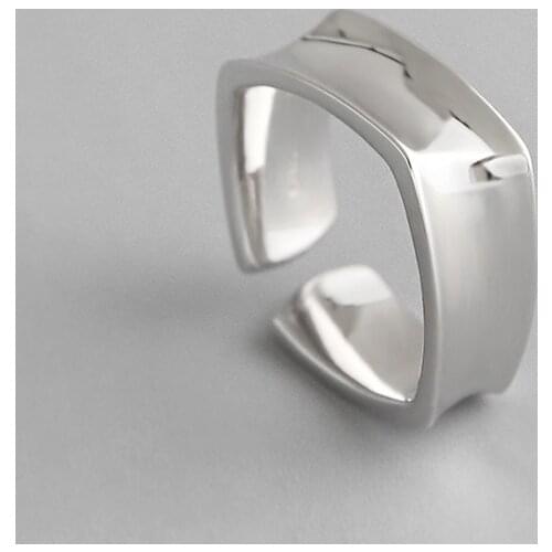 Real 925 sterling silver geometric square rings for women ringen accessories, minimalist ring femme sterling silver 925 jewelry