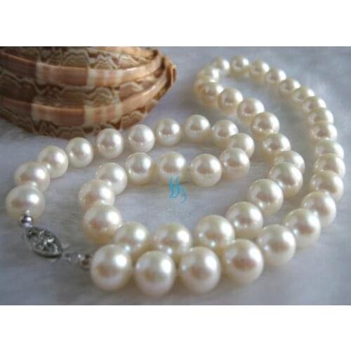 18 Inches Pearl Jewelry Set AAA 8-9mm White Round Freshwater Pearl Necklace Free One Pairs Earrings