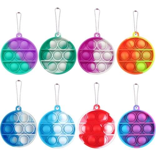 Round Fidget Toys Keychain Sensory Push Bubble for Autism Stress Reliever Toys Anxiety Relief Funny Toys for Adult Child