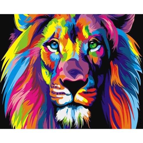 LaoJieYuan 5D Diy Cross Stitch Full Diamond Embroidery lion pattern 3D Diamond Pebble round diamond painting