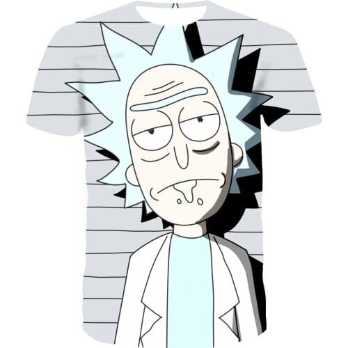 2021 summer fashion new Rick Jasmine 3D printing pattern mens and womens short-sleeved casual T-shirt clothing