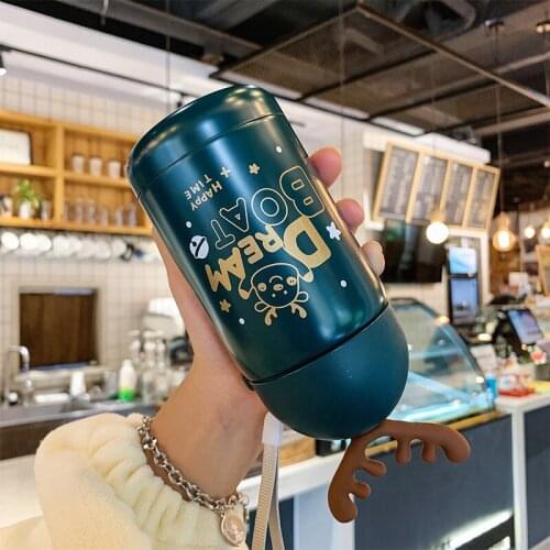Literature ins Wind Harajuku Girl Heart Insulation Cup Christmas Secret Antlers Handle Home Travel Handy Cup M-6260w