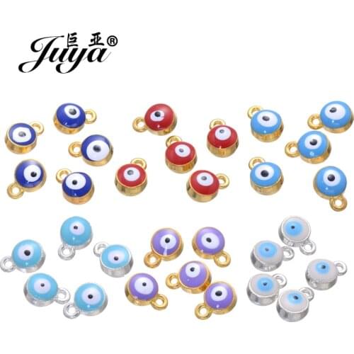 JUYA 25pcs/lot 7mm Trendy Evil Eyes Beads Alloy Charms For Bracelet Necklace Diy Jewelry Making Accessories Handmade Findings