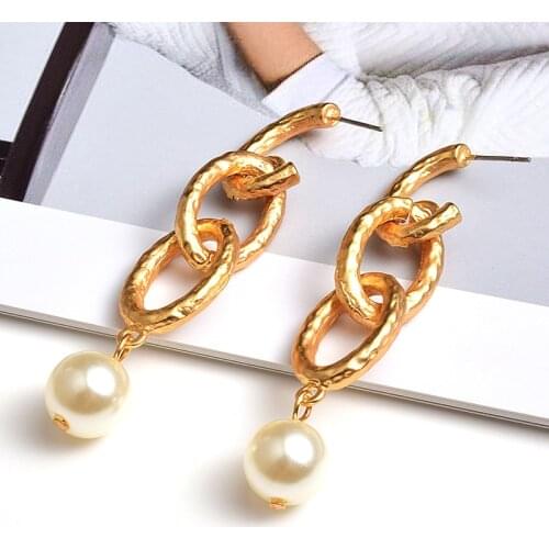 Trendy Chic Pearl Earrings For Women Fashion Jewelry New Simple Design Party Girls Long Drop Earrings Wholesale