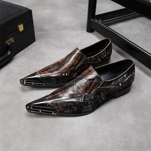 Fashion Man Formal Shoes High Quality Breathable Genuine Leather Personality Men Business Dress Loafers Oxford Wedding Shoes