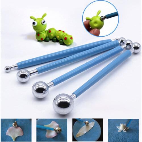 4pcs Modelling Ball Detail Tools Set Shape Smooth Detail Sculpey Tool Polymer Clay Fondant Cake Decorating Sugar Craft Clay Kit