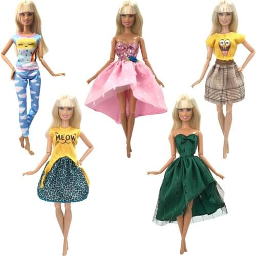 NK 5 PCS Doll Outfit Fashion Skirt Pants Short Dress Casual Wear Princess Clothes Accessories for Barbie Doll Kids Toy 123A 6X