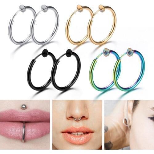 New Fashion Retractable Earrings No Need Piercing Men Women Classic Hip-hop Hoop Earrings Round Hoop Ear Cuff Party Jewelry Gift