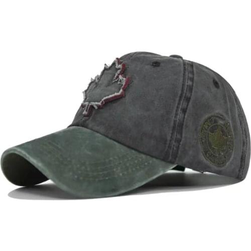 2021 New Canada Maple Leaf Patch Baseball Cap Retro Outdoor Sports Caps Bone Gorras Curved Fitted Washed Vintage Dad Hat For Men