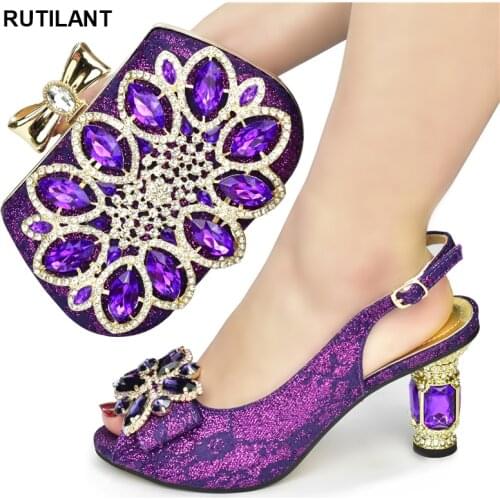 New Arrival Italian Shoes with Matching Bags for Wedding Italy Decorated with Appliques Italian Shoes and Bags Set Envio Gratis