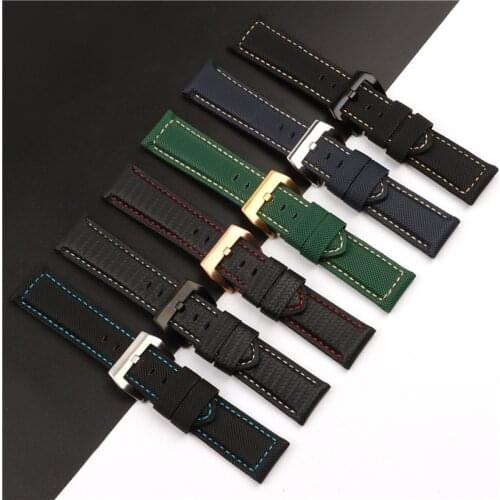 Top Quality 24mm Carbon Fiber Watch Band Black Blue Green Belt for Panerai Bracelet Pam1661/441 Watch Strap Men Accessories