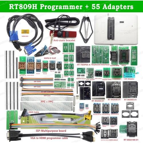 RT809H USB Universal Programmer + 55 Adapters EMMC-NAND FLASH Super All Combination With Top Quality