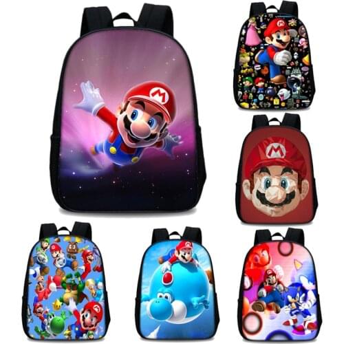 13 inch Super Mary Mario children anime cartoon backpack boys and girls large-capacity school bag kindergarten children backpack
