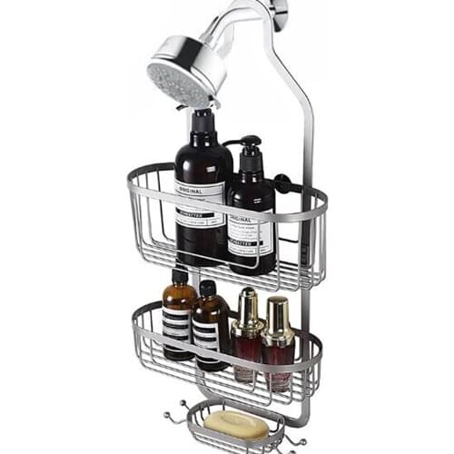 Removable Bathroom Hanging Shower Head Organizer Nail-free Shampoo Holder Storage Shelf Rack Bathroom Basket Holder