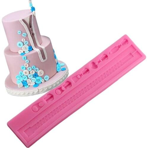 DIY Fondant Zipper Cake Border Lace Silicone Mat Cartoon Birthday Cake Decorating Tools Gumpaste Chocolate Gumpaste Moulds