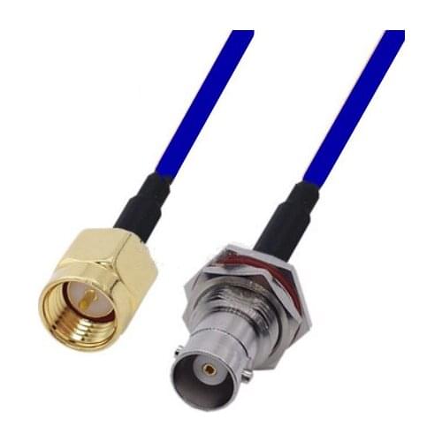 Blue Soft RG142 Double Shielded SMA Male to BNC Female Bulkhead Connector RF Coaxial WIFI Antenna Coax Low Loss Cable 50ohm