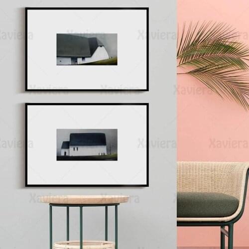 Modern Wall Art Nordic Poster Black and White House Landscape Canvas Art Print Living Room Aisle Decor Wall Picture Gallery Deco