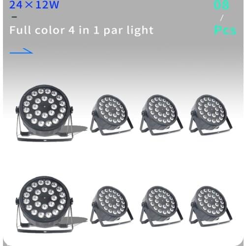 8pcs/lots 24x12W RGBW 4 in 1 LED par light with DMX512 professional stage DJ equipment wedding bar light DJ dyeing lamp