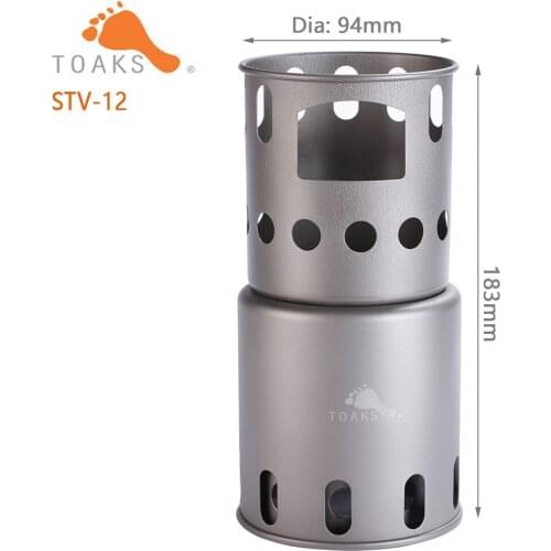 TOAKS Titanium Wood Gas Stove Outdoor Camping Stove Backpacking Wood Burning Stove 151g 5.4oz STV-12