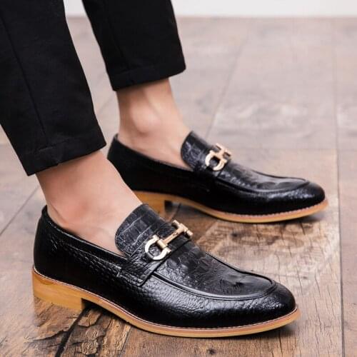 British Style Mens Loafers Crocodile Grain Leather Wedding Party Casual Men Dress Shoes Fashion Elegant Business Shoes for Men