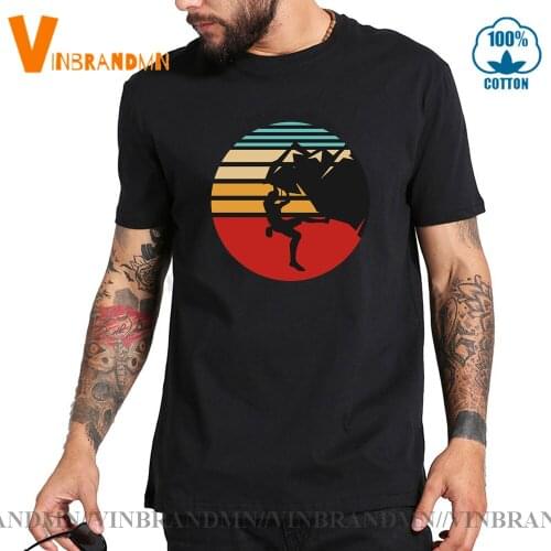 Vintage Rock Climbing T shirts Abstract Retro Mountain Climb T-shirt homme Awesome Rock Climber best gift tee shirt