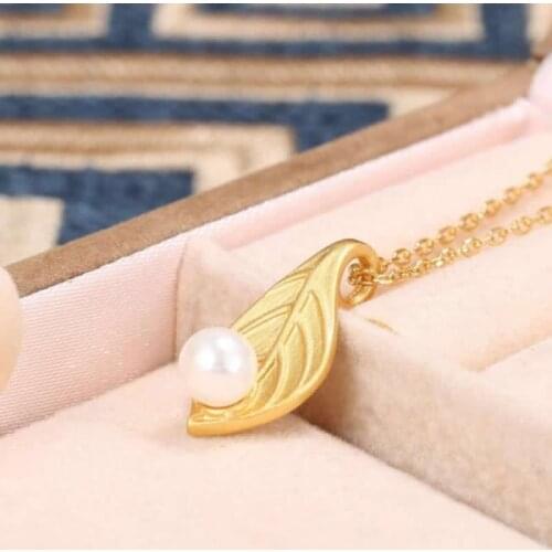 High Quality S925 Silver Pendant Women Round Pearl Leaf Necklace Pendant Fashion Pendant