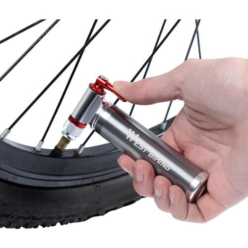 WEST BIKING Portable Bicycle Pump Aluminum Alloy Ultralight Air CO2 Inflator Bike Cycling Pump Schrader & Presta Mini Bike Pump