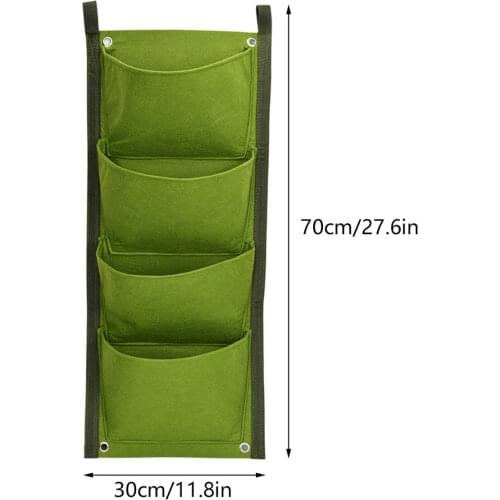 Green Vertical Garden Planter Wall-Mounted Planting Flower Grow Bag 4 Pocket Vegetable Living Garden Home Supplies 70*30cm
