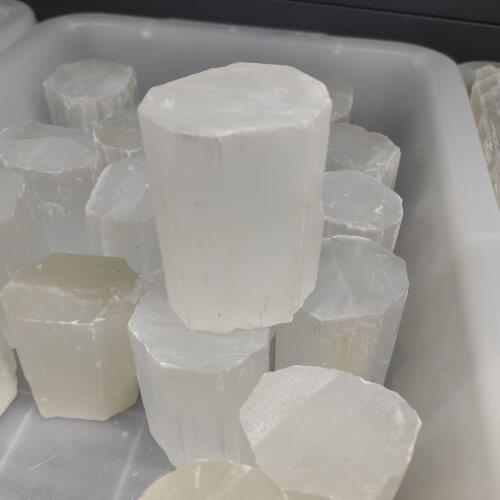 1pcs Natural White Selenite Stick Cylinder Crystal Healing Wand Rough Mineral Specimen Gypsum Stone