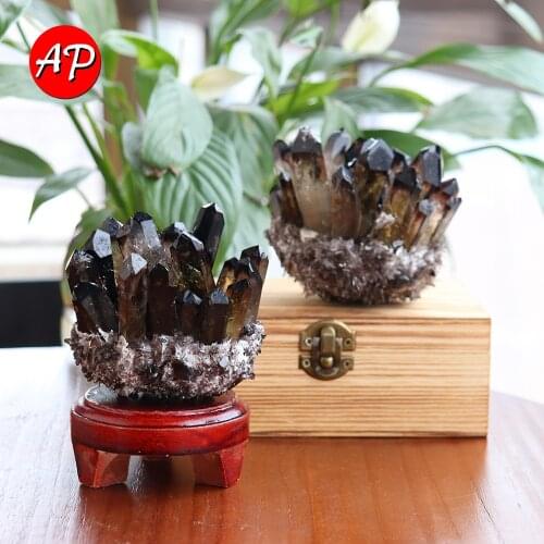 1PC Dark Brown Crystal Cluster Smokey Quartz Raw Gemstone Specimen for Home&Office Decoration Synthetic Quartz