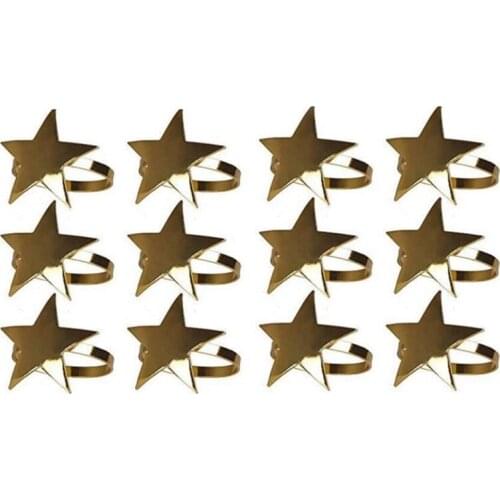 12 Pcs Five-Pointed Star Napkin Ring,Christmas Napkin Ring Suitable for Holiday Parties,Dinners,Wedding Receptions,Etc