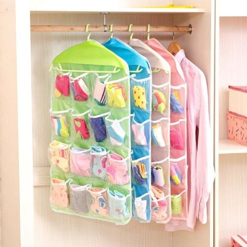 16 Grid Closet Multi-role Hanging Bag Socks Bra Underwear Wall-Mount Storage Bathroom Living Room Home Sundries Hanger Organizer