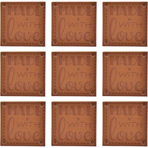 24PCS/pack Made With Love PU Leather Labels Tags Material For DIY Handmade Quilting Clothing Bags Decoration Supplies