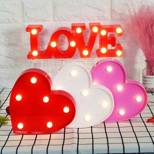 3D Love Heart LED Letter Lamps Indoor Decorative Sign Night Light Marquee Wedding Party Decor Gift Romantic 3D LED Night Lamp