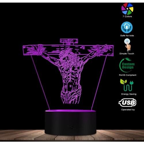 Jesus Cross 3D LED Night Lamp Jesus Christ Crucifixion Designed Calming Table Light Passion Nightlight Christian Lighting Gift