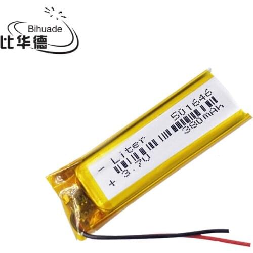 5pcs/lot Good Qulity 3.7V,380mAH,501646 Polymer lithium ion / Li-ion battery for TOY,POWER BANK,GPS,mp3,mp4