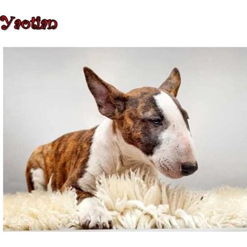 5D Diy Round Diamond Painting Pit Bull Terrier dog Cross Stitch full Square Diamond Embroidery animal mosaic picture decor