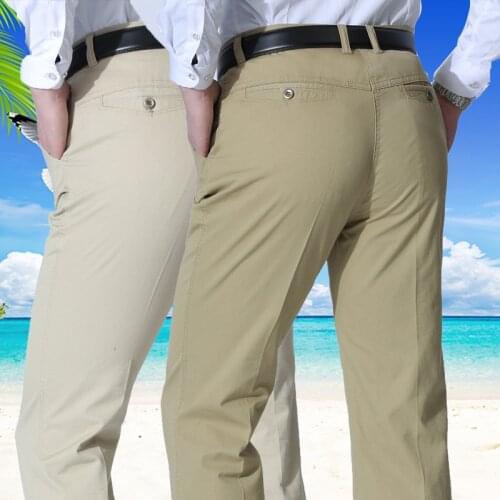 2020 New Casual Men Suit Pants Cotton Loose Office High Waist Straight Trousers Fashion Business Classic Pants Men Plus Size 40
